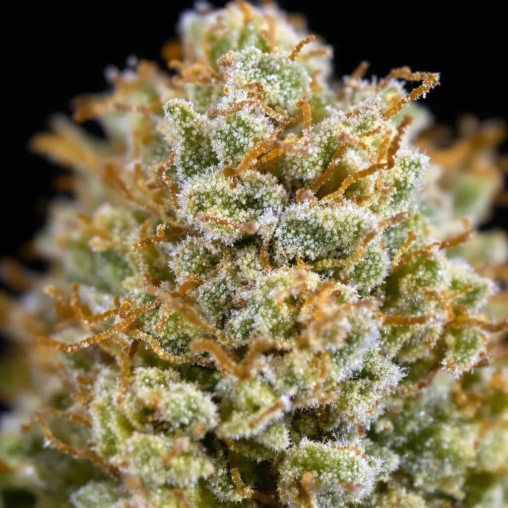 Gros plan de fleur de cannabis Dance World CBD montrant fleur claire à faible résine