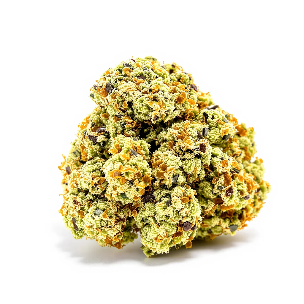 Dancehall CBD 46% indica / 54% sativa — fleur avec trichomes visibles