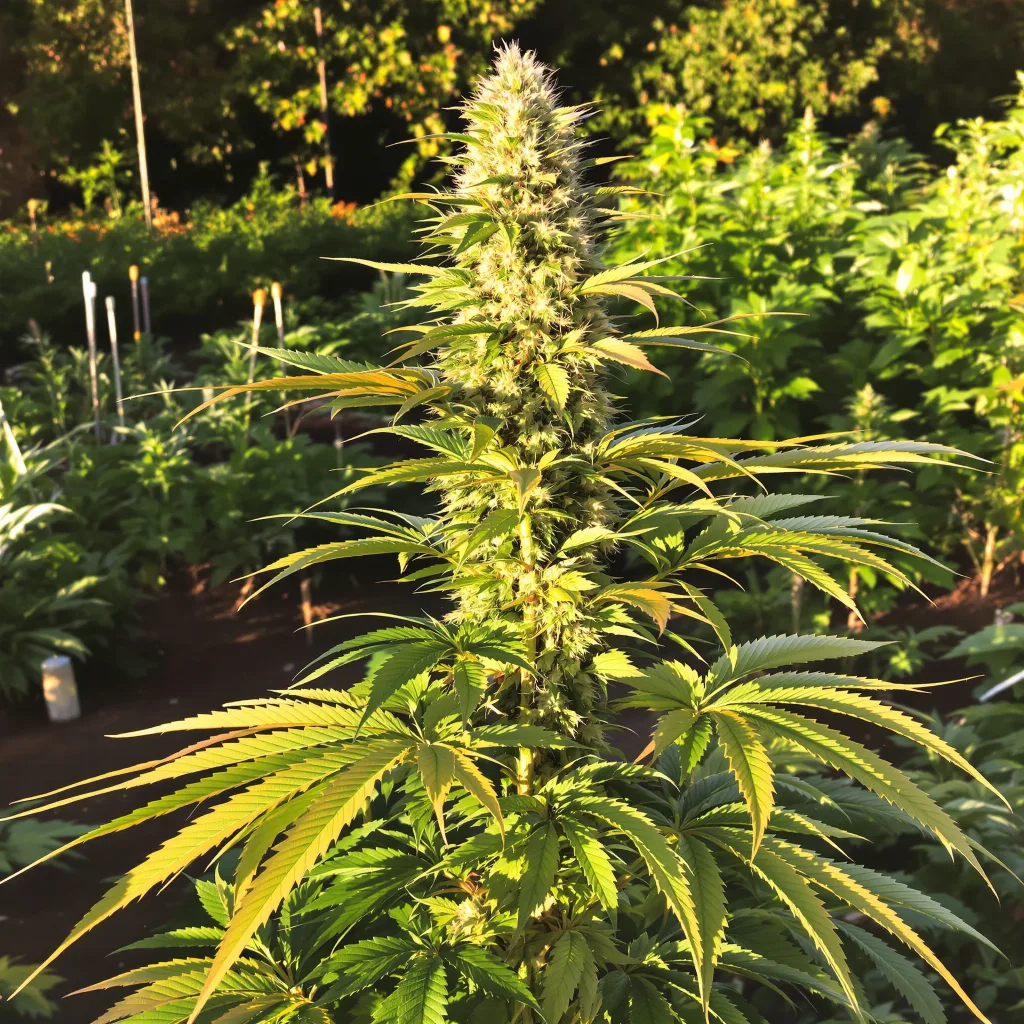 Dank Sinatra 52% indica / 48% sativa — fleur avec trichomes visibles