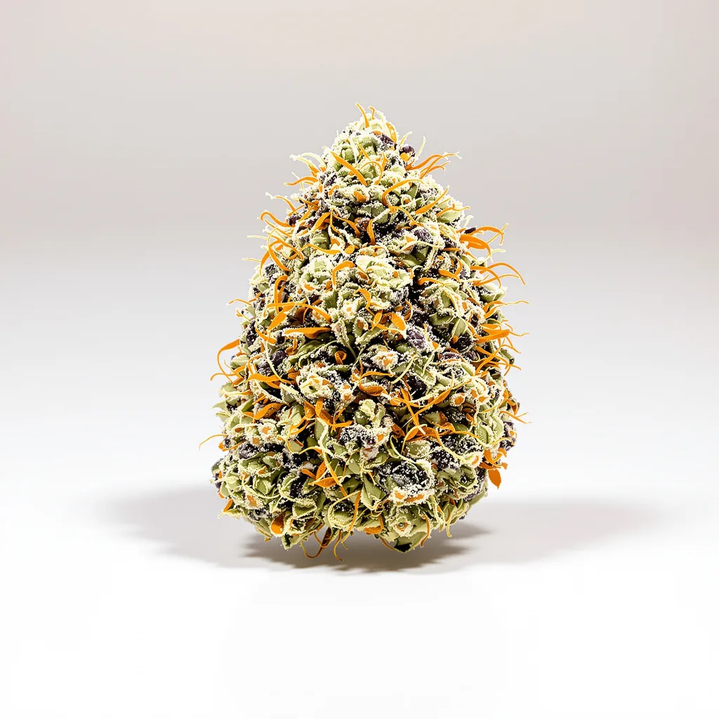 Dank Sinatra 52% indica / 48% sativa — fleur avec trichomes visibles