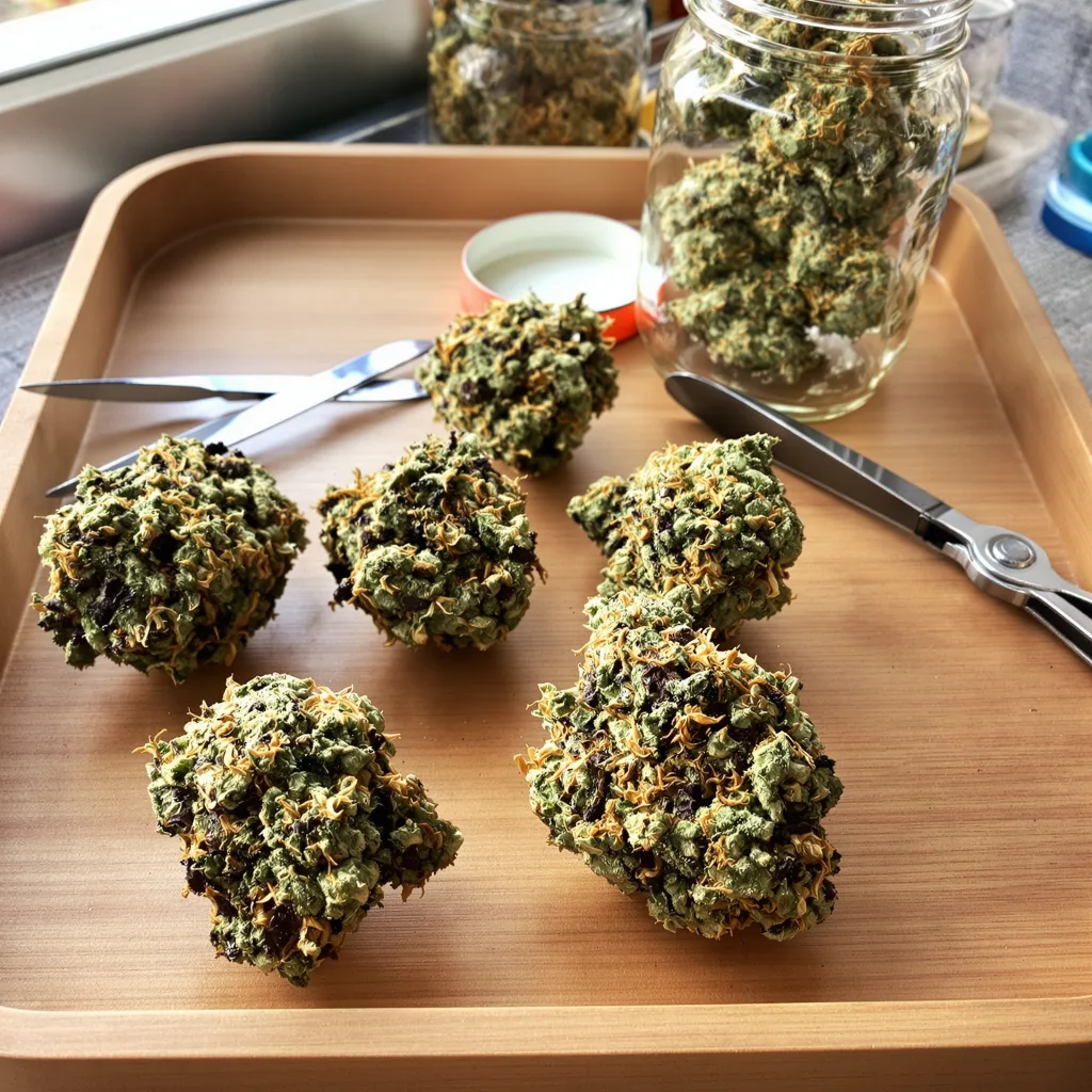 Dark Side of the Moon 86% indica / 14% sativa — fleur avec trichomes visibles