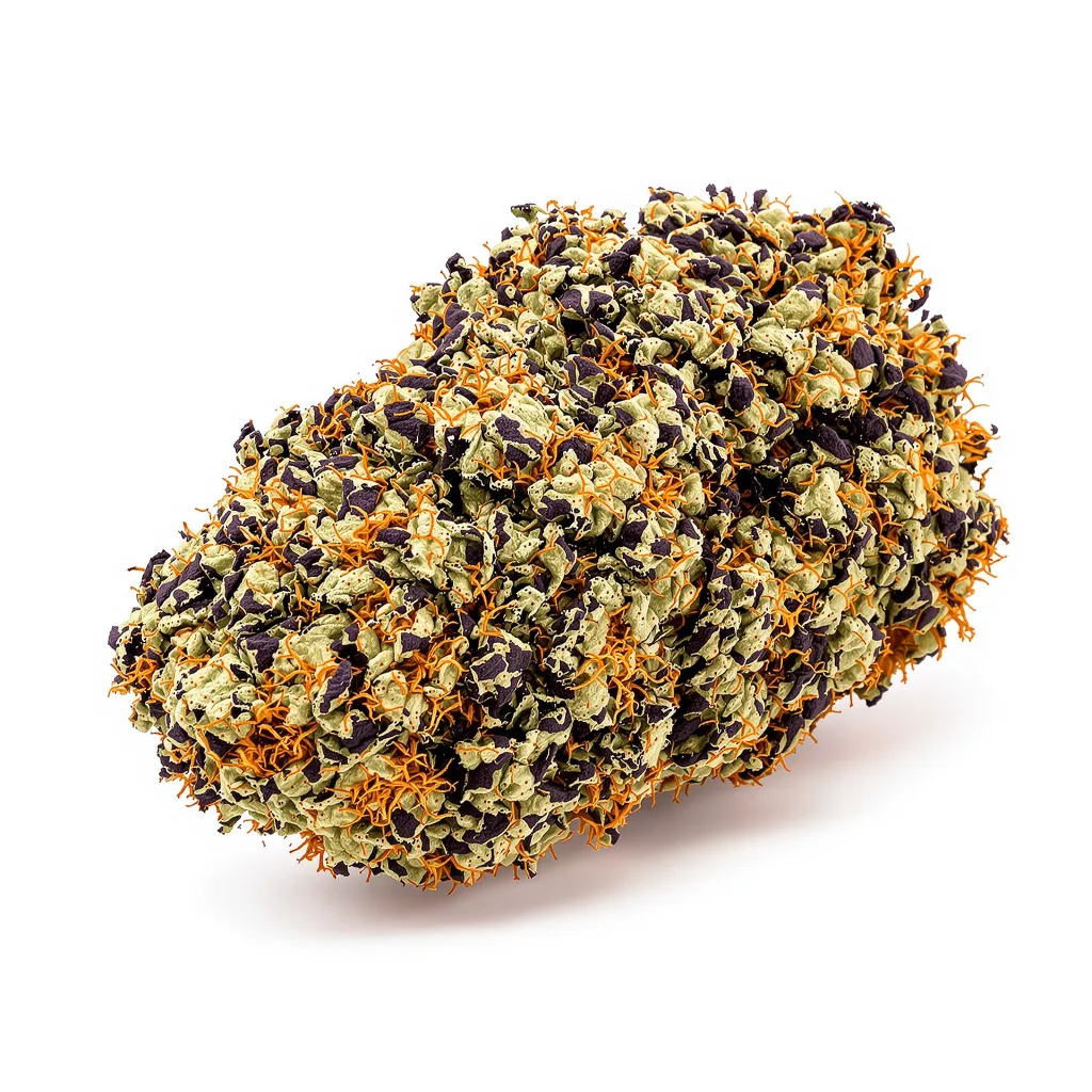 Dark Star 100% indica / 50% sativa — fleur avec trichomes visibles