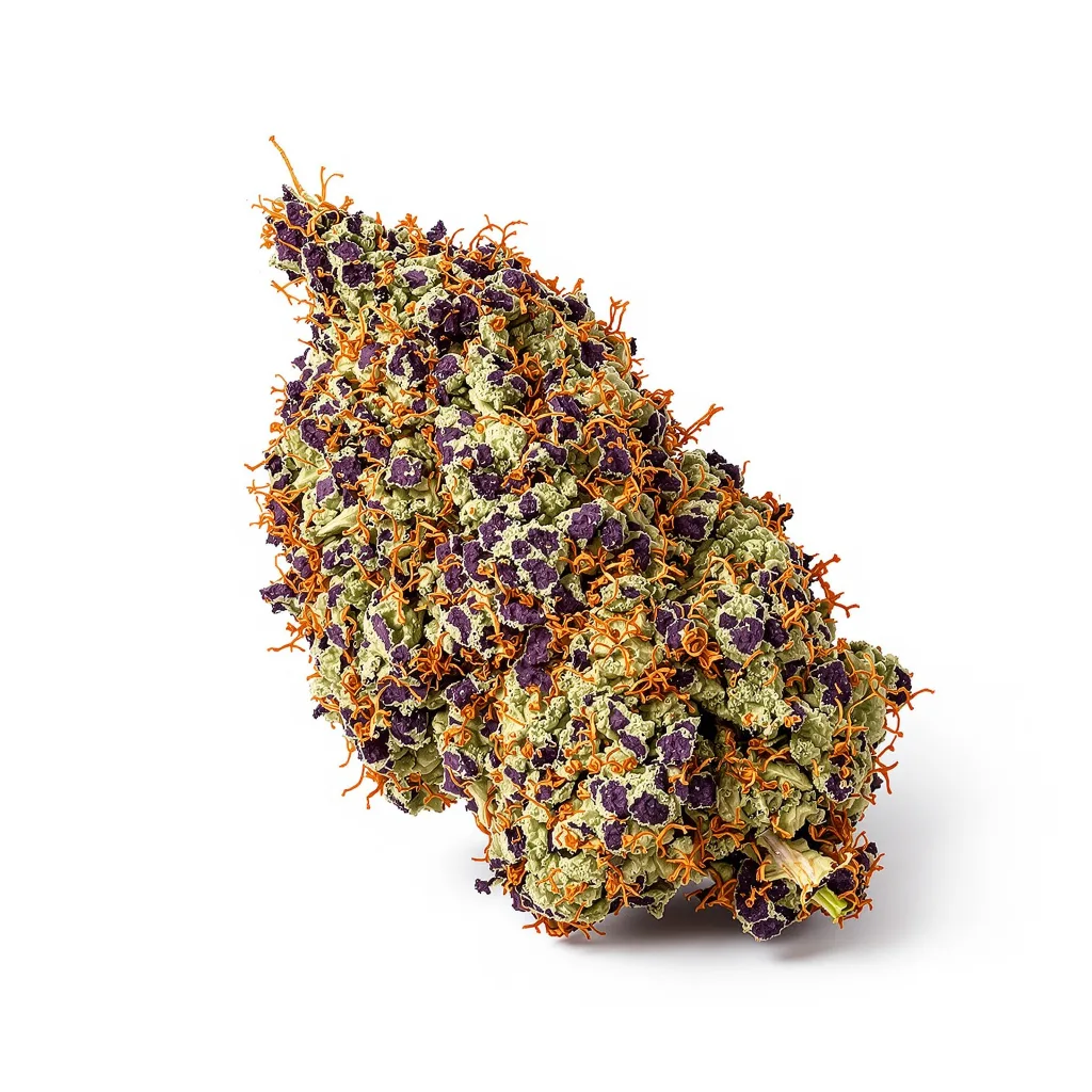 Darth Vader 68% indica / 32% sativa — fleur avec trichomes visibles