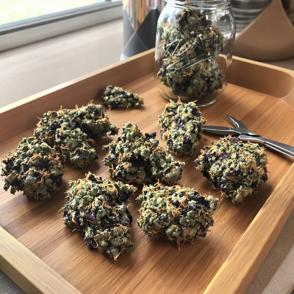 Dawgfather OG 88% indica / 12% sativa — fleur avec trichomes visibles