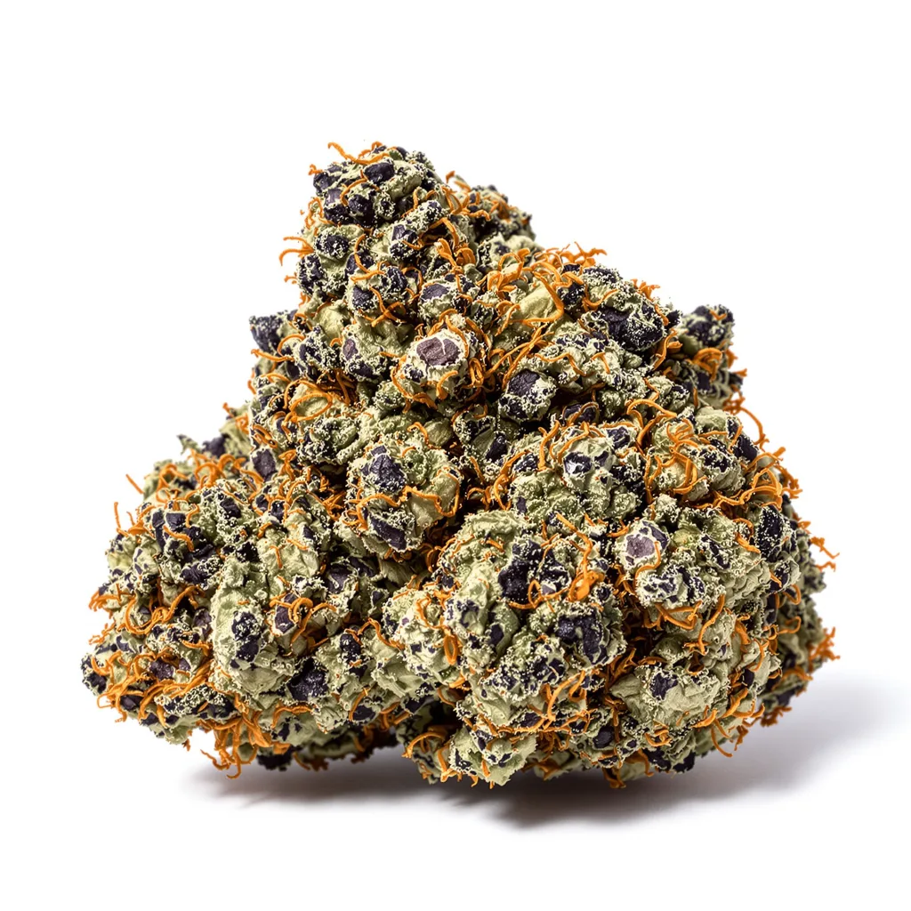 Dawgfather OG 88% indica / 12% sativa — fleur avec trichomes visibles