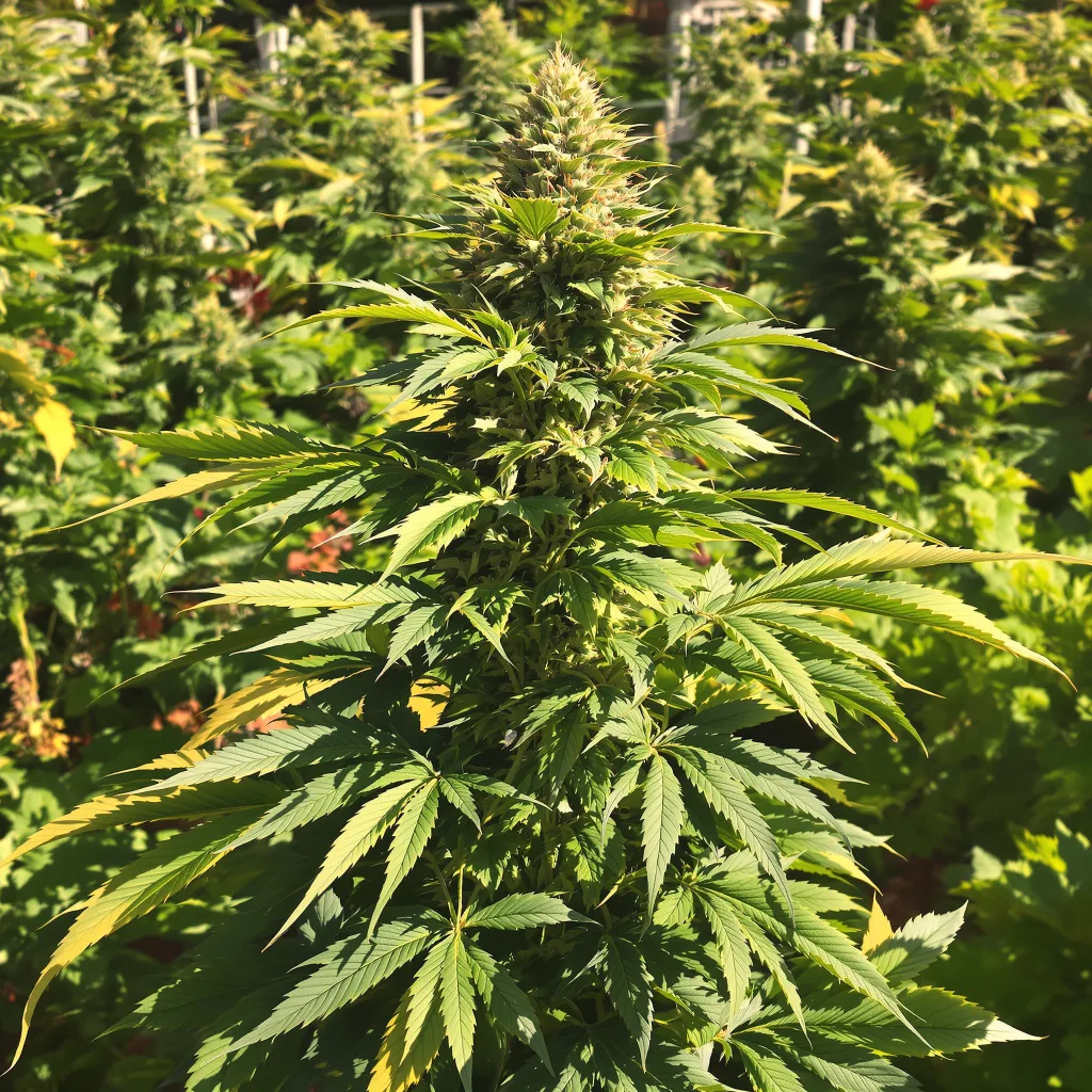 Deadwood 72% indica / 28% sativa — fleur avec trichomes visibles