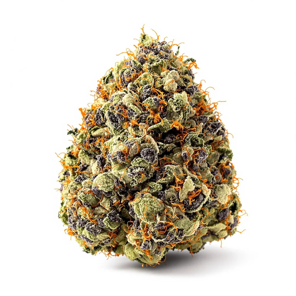 Death Bubba 70% indica / 30% sativa — fleur avec trichomes visibles