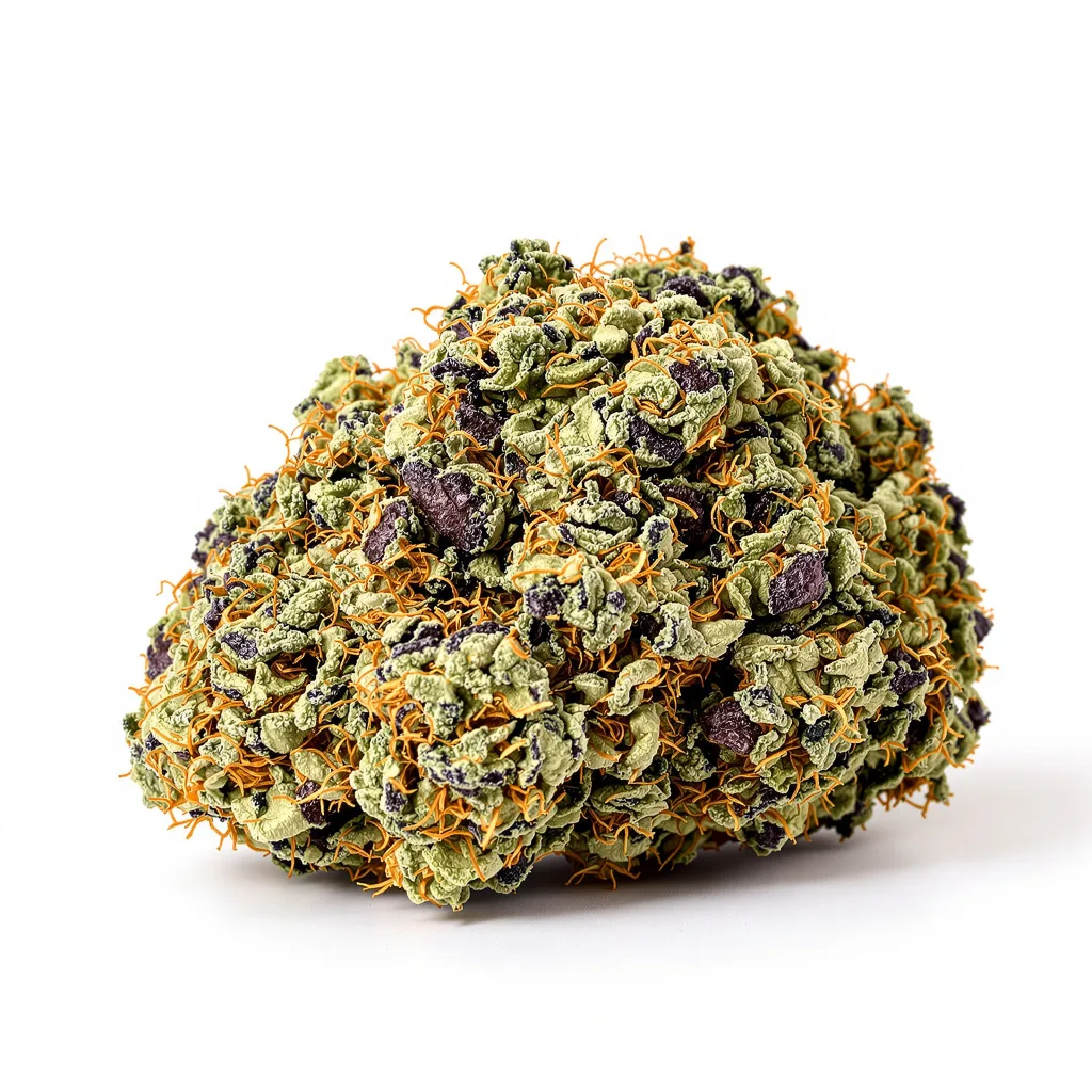 Death Bubba 70% indica / 30% sativa — fleur avec trichomes visibles