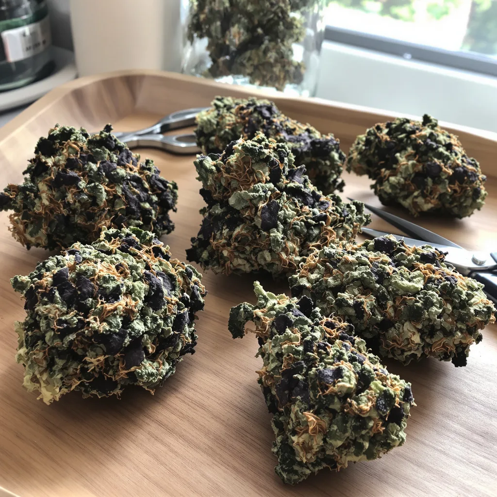 Death Star 70% indica / 30% sativa — fleur avec trichomes visibles