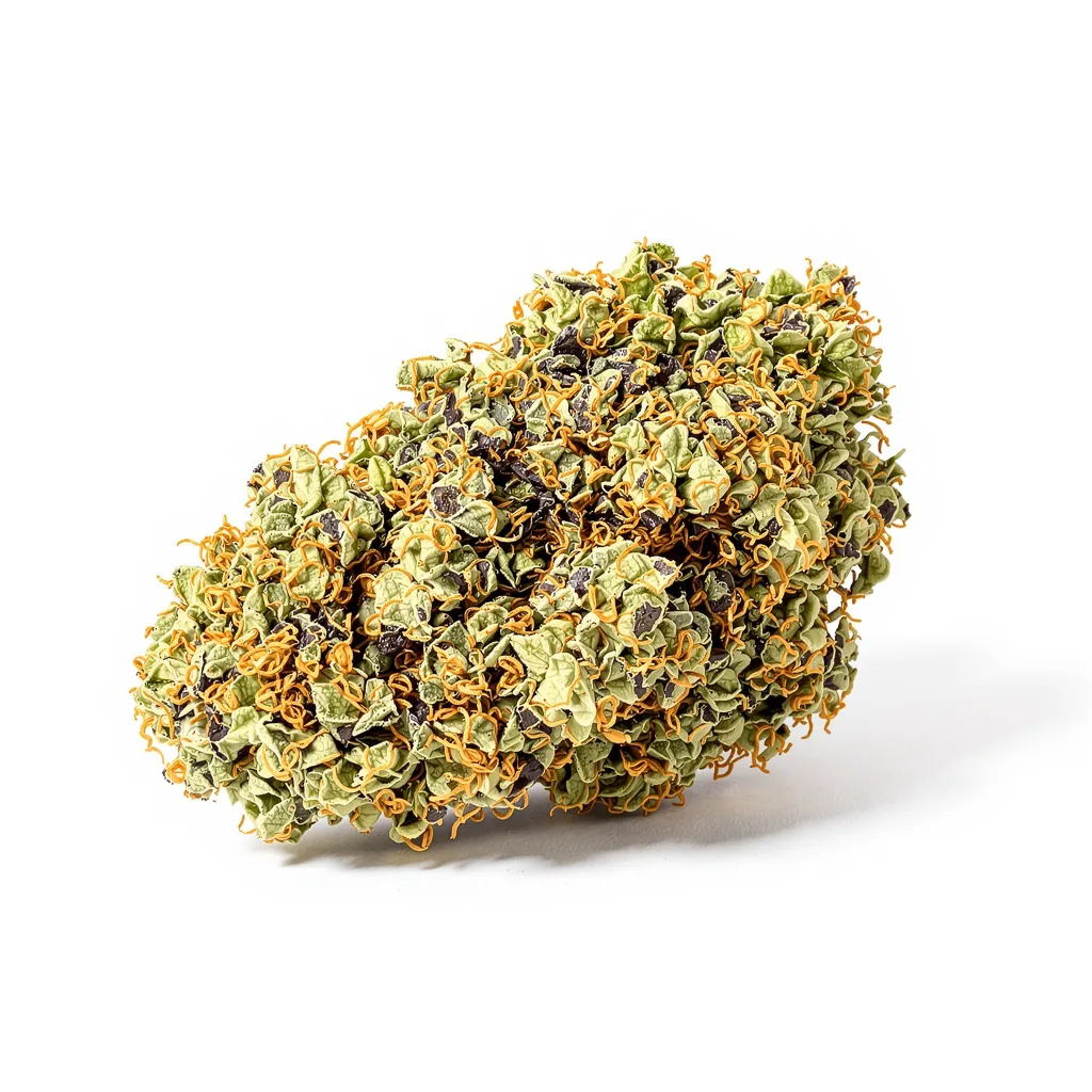 Death Star 70% indica / 30% sativa — fleur avec trichomes visibles