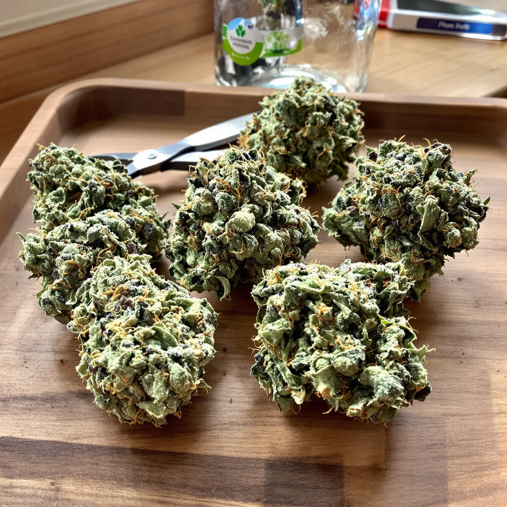 Death Star OG 60% indica / 30% sativa — fleur avec trichomes visibles