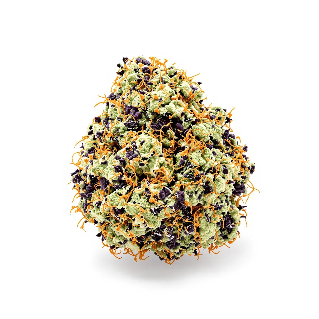Denver Maple 81% indica / 19% sativa — fleur avec trichomes visibles