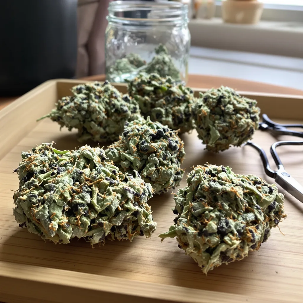 Diablo 40% indica / 50% sativa — fleur avec trichomes visibles