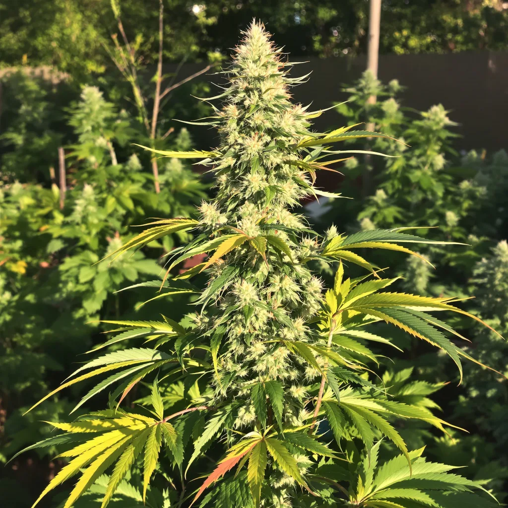 Diamond Valley Kush 46% indica / 54% sativa — fleur avec trichomes visibles