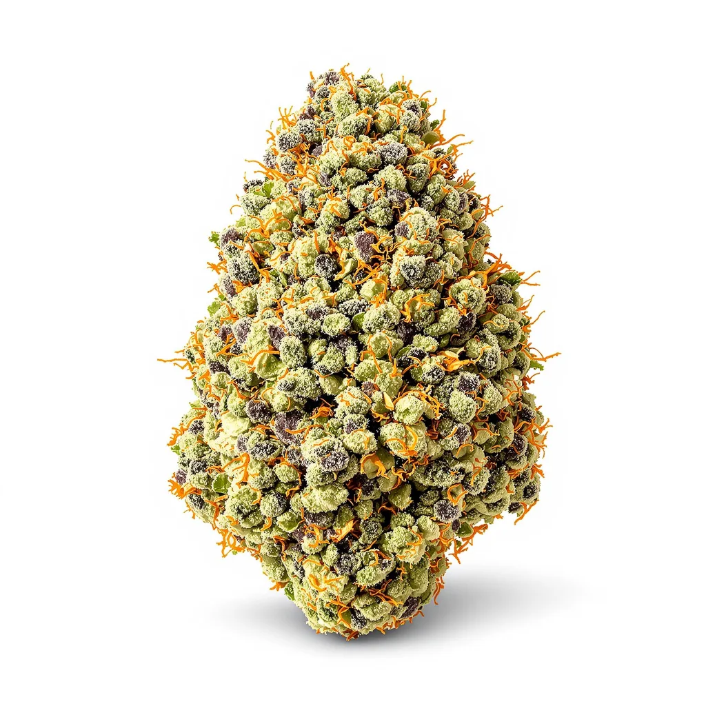Diamond Valley Kush 46% indica / 54% sativa — fleur avec trichomes visibles