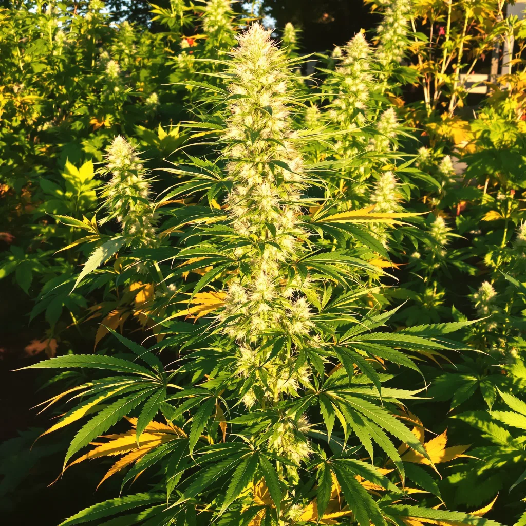 Diesel Duff 21% indica / 79% sativa — fleur avec trichomes visibles