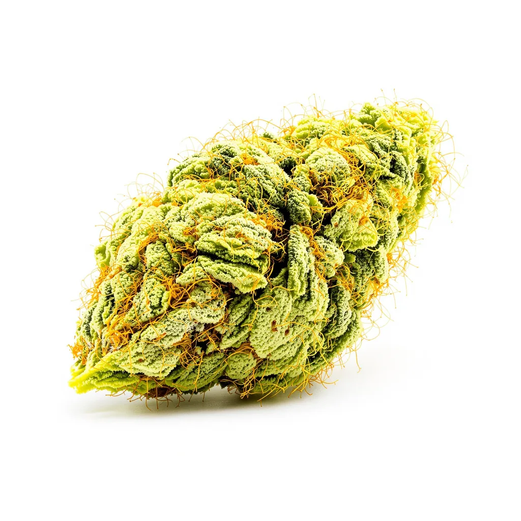 Diesel Duff 21% indica / 79% sativa — fleur avec trichomes visibles