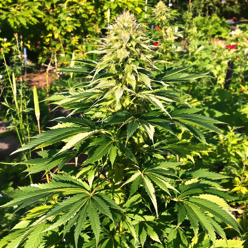 Dinachem 67% indica / 33% sativa — fleur avec trichomes visibles