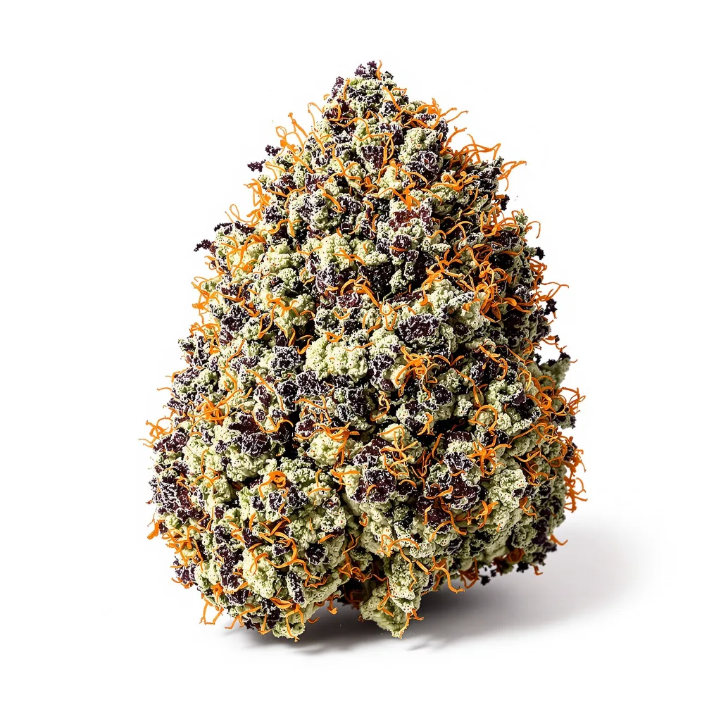 Dinachem 67% indica / 33% sativa — fleur avec trichomes visibles
