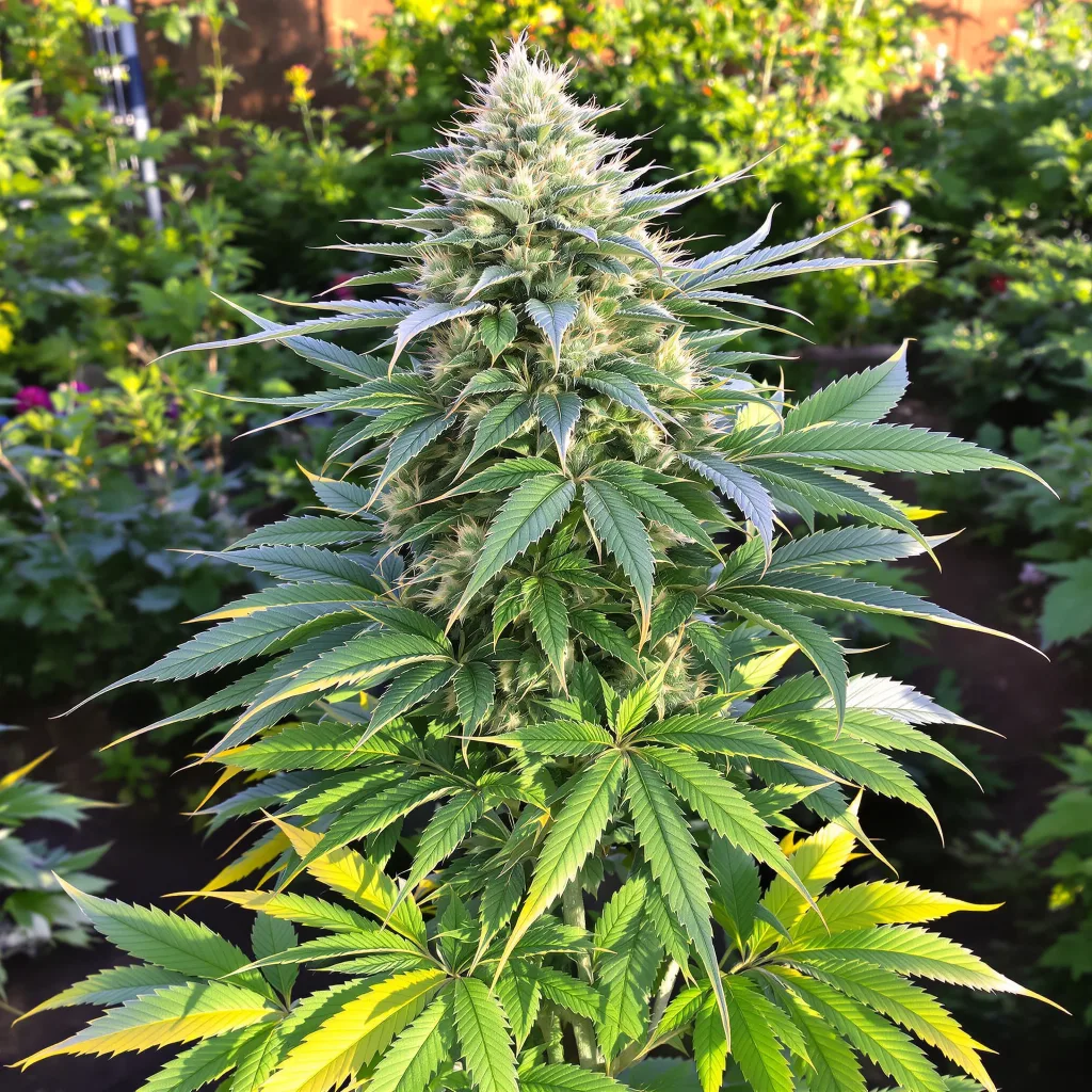 Dinachem 67% indica / 33% sativa — fleur avec trichomes visibles