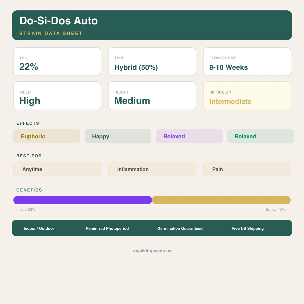 Do-Si-Dos 50% indica / 40% sativa — fleur avec trichomes visibles