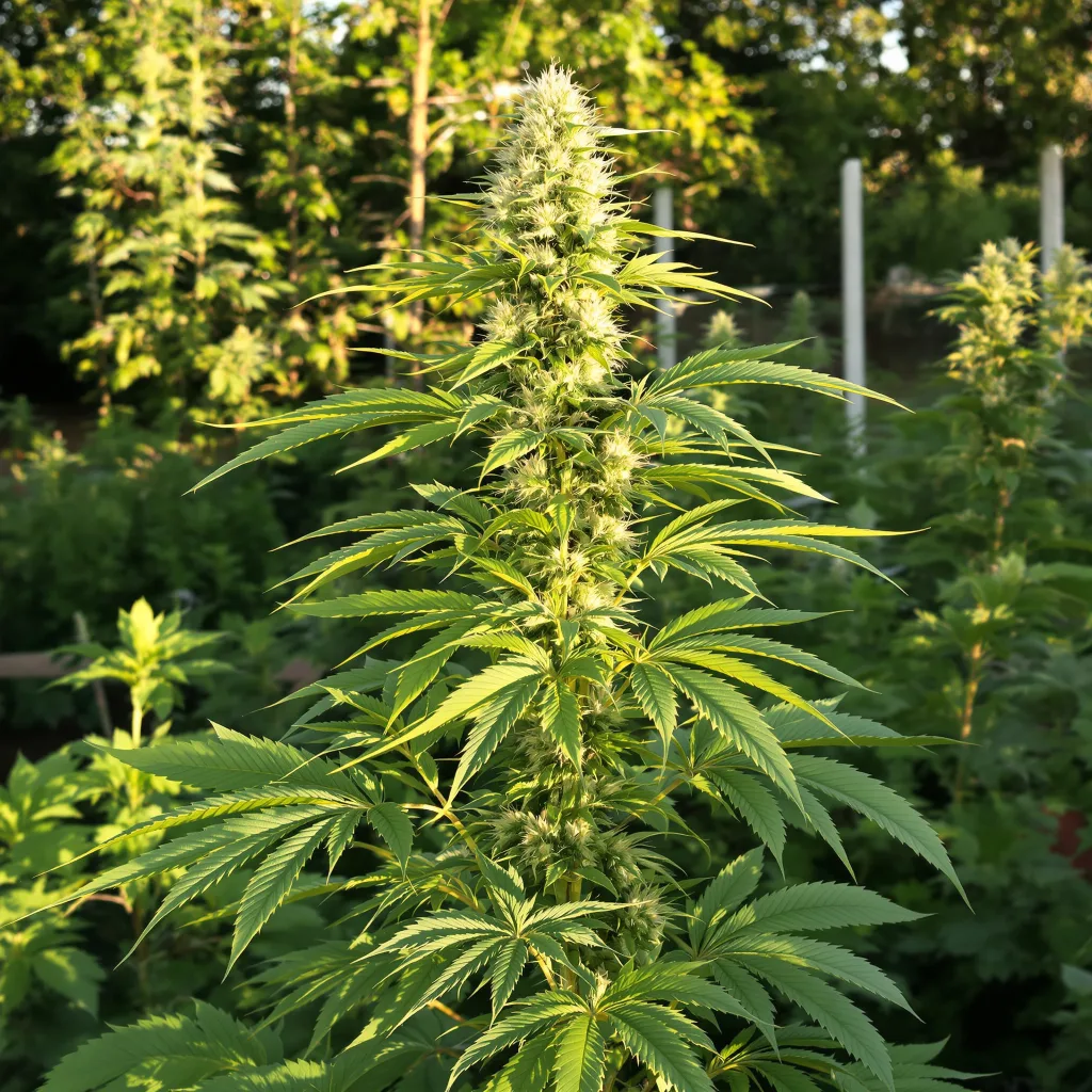 Domino 12% indica / 88% sativa — fleur avec trichomes visibles