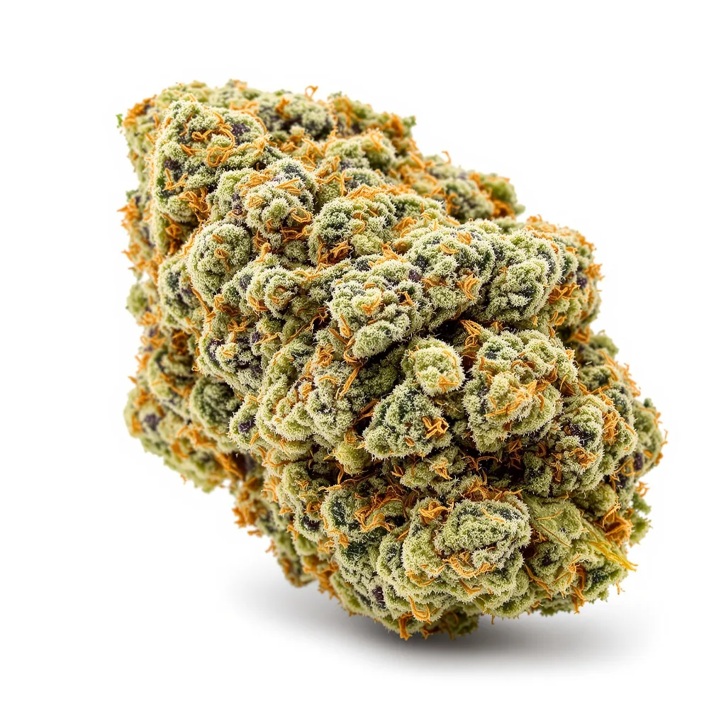 Donna OG 50% indica / 50% sativa — fleur avec trichomes visibles
