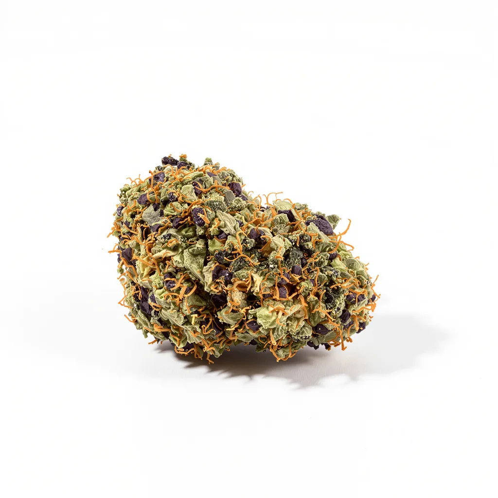 Dosi Punch 86% indica / 14% sativa — fleur avec trichomes visibles