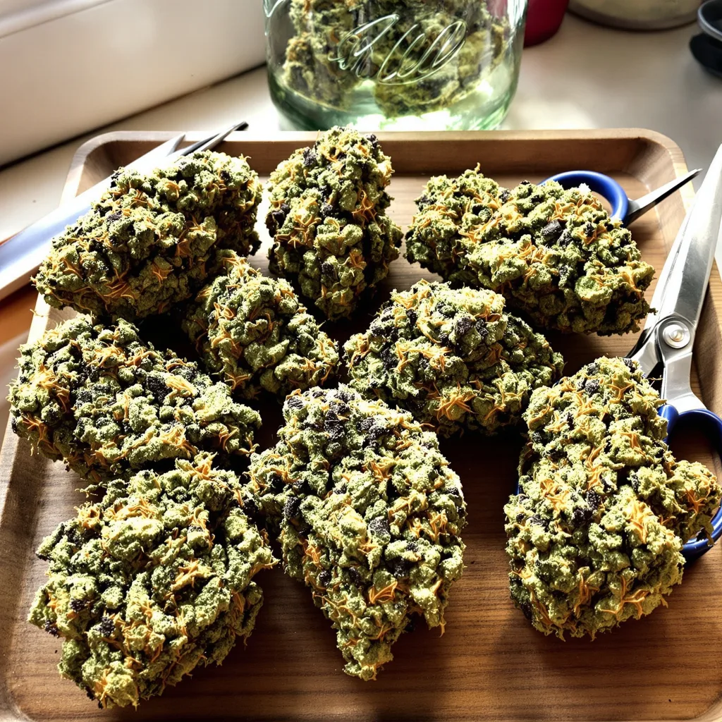 Double Bubble 45% indica / 55% sativa — fleur avec trichomes visibles