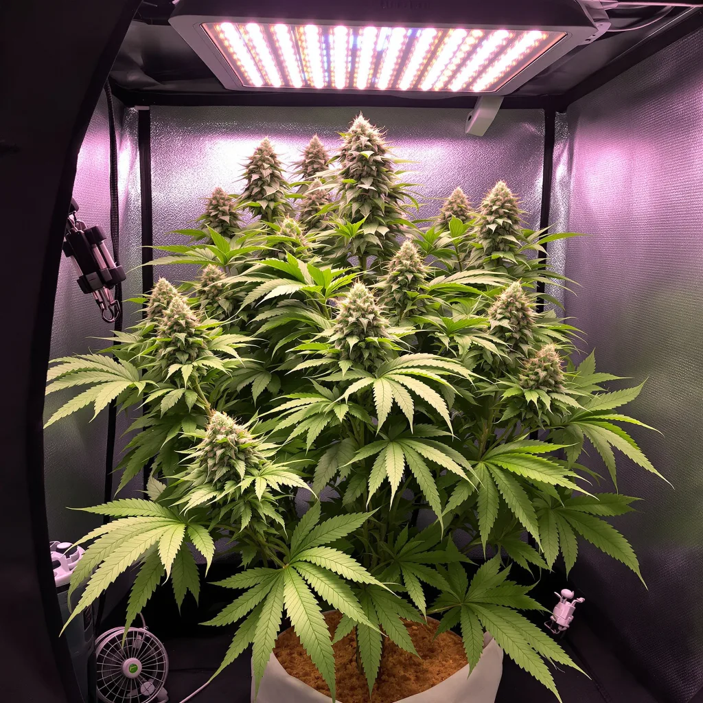 Plante de cannabis Double Tangie Banana en floraison — 90-130 cm féminisée