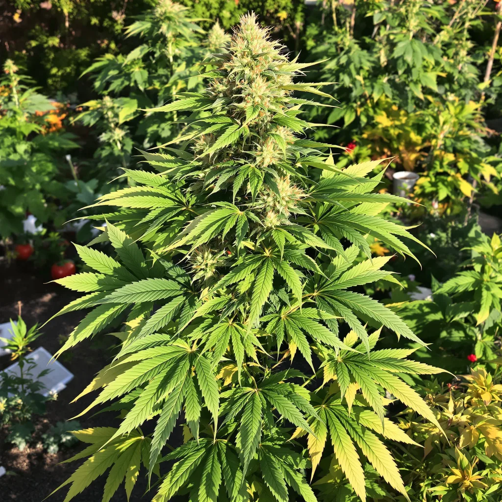 Double Tangie Banana 78% indica / 22% sativa — fleur avec trichomes visibles