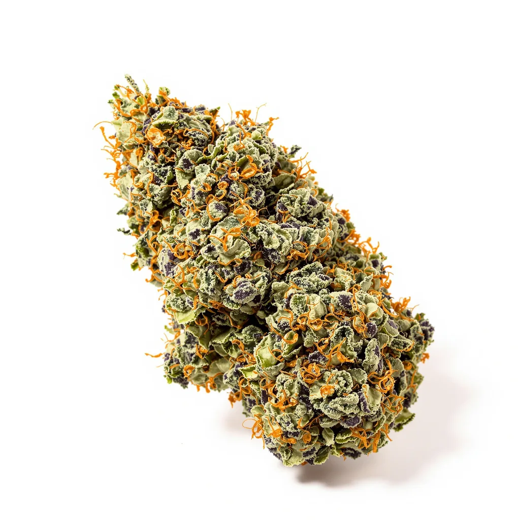 Dr. Funk 72% indica / 28% sativa — fleur avec trichomes visibles