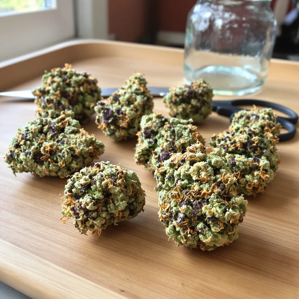 Dragon's Breath 50% indica / 50% sativa — fleur avec trichomes visibles