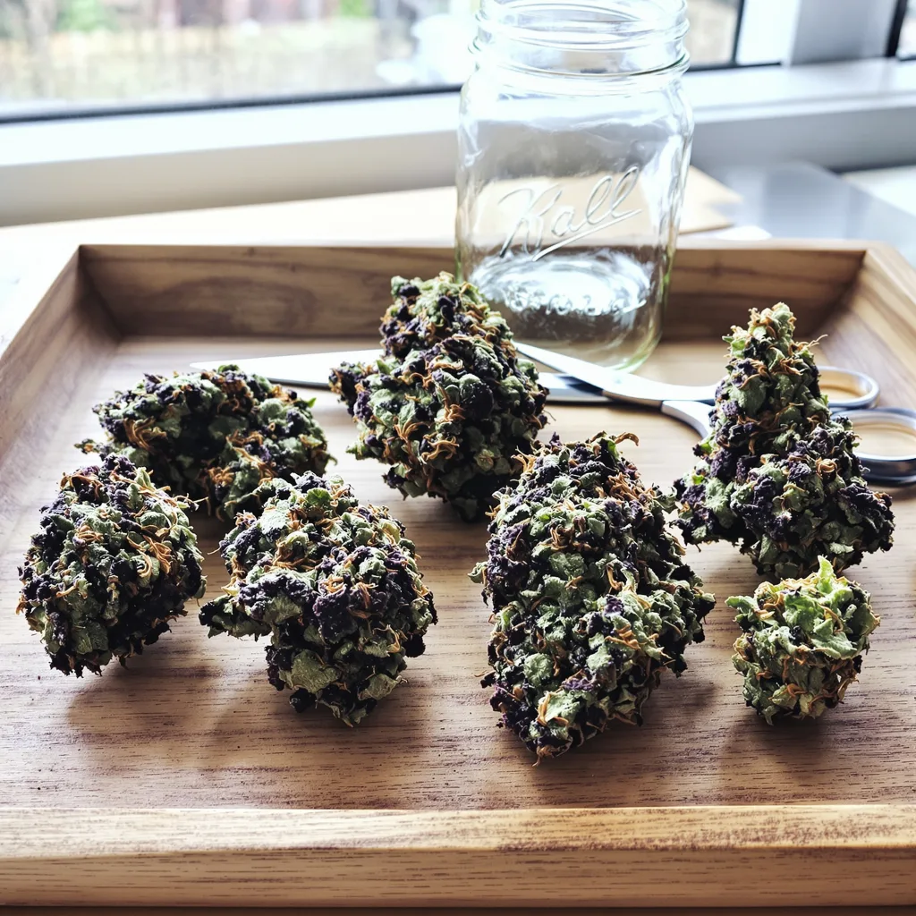 Dream Berry 78% indica / 22% sativa — fleur avec trichomes visibles