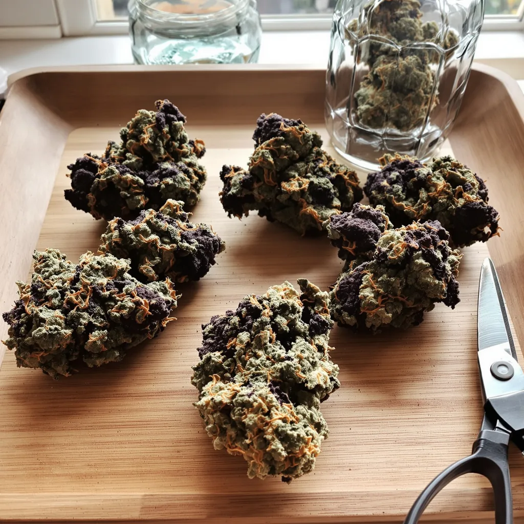 Dream Queen 76% indica / 24% sativa — fleur avec trichomes visibles