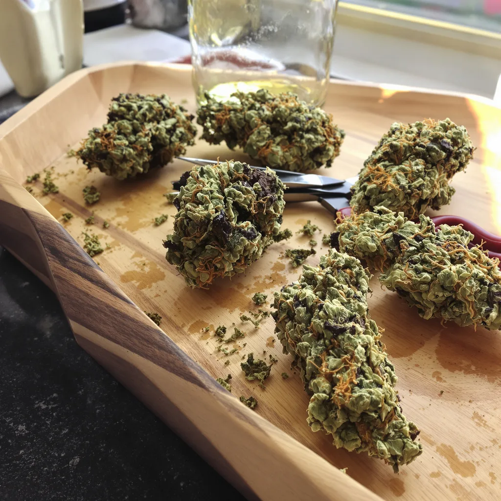 Dream Queen 76% indica / 24% sativa — fleur avec trichomes visibles