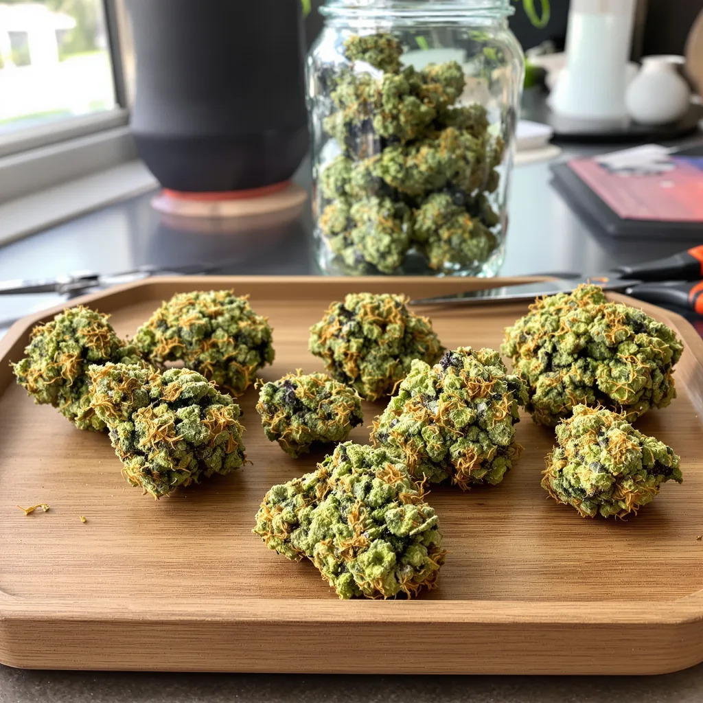 Durban Poison 50% indica / 90% sativa — fleur avec trichomes visibles