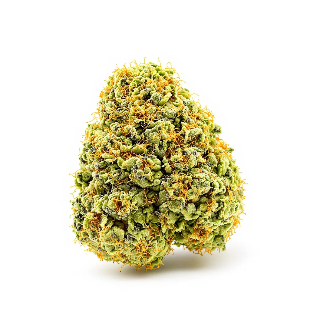 Dutch Hawaiian 12% indica / 88% sativa — fleur avec trichomes visibles
