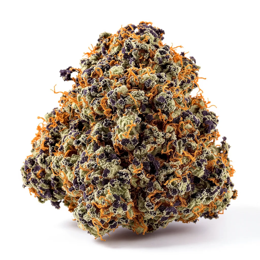 Dutch Kush 70% indica / 30% sativa — fleur avec trichomes visibles