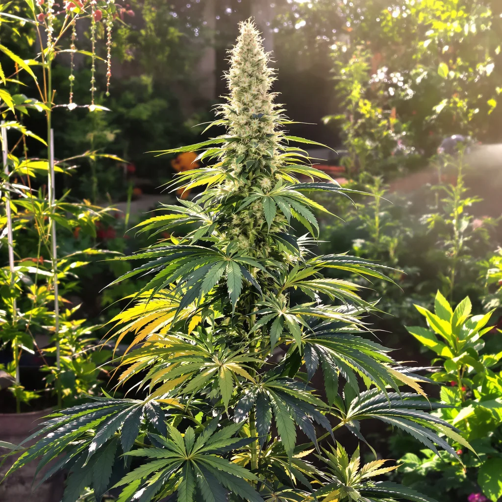 Dynamite Diesel 19% indica / 81% sativa — fleur avec trichomes visibles