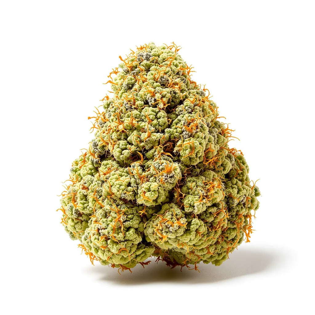 Dynamite Diesel 19% indica / 81% sativa — fleur avec trichomes visibles