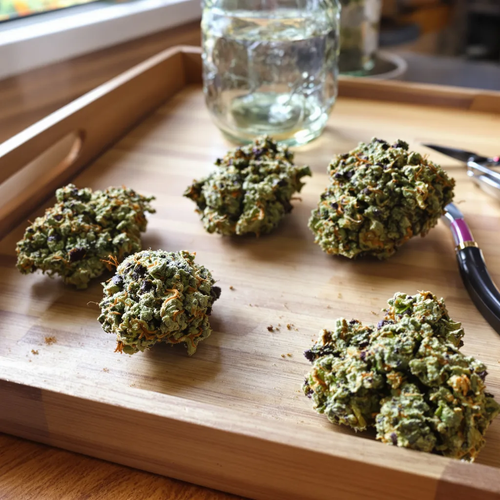 Early Miss 45% indica / 55% sativa — fleur avec trichomes visibles