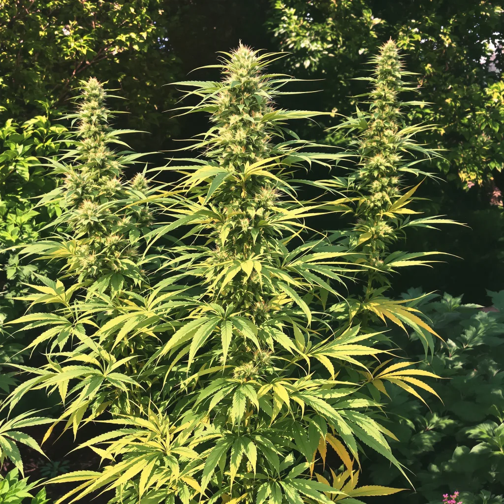 East Coast Sour Diesel 24% indica / 76% sativa — fleur avec trichomes visibles