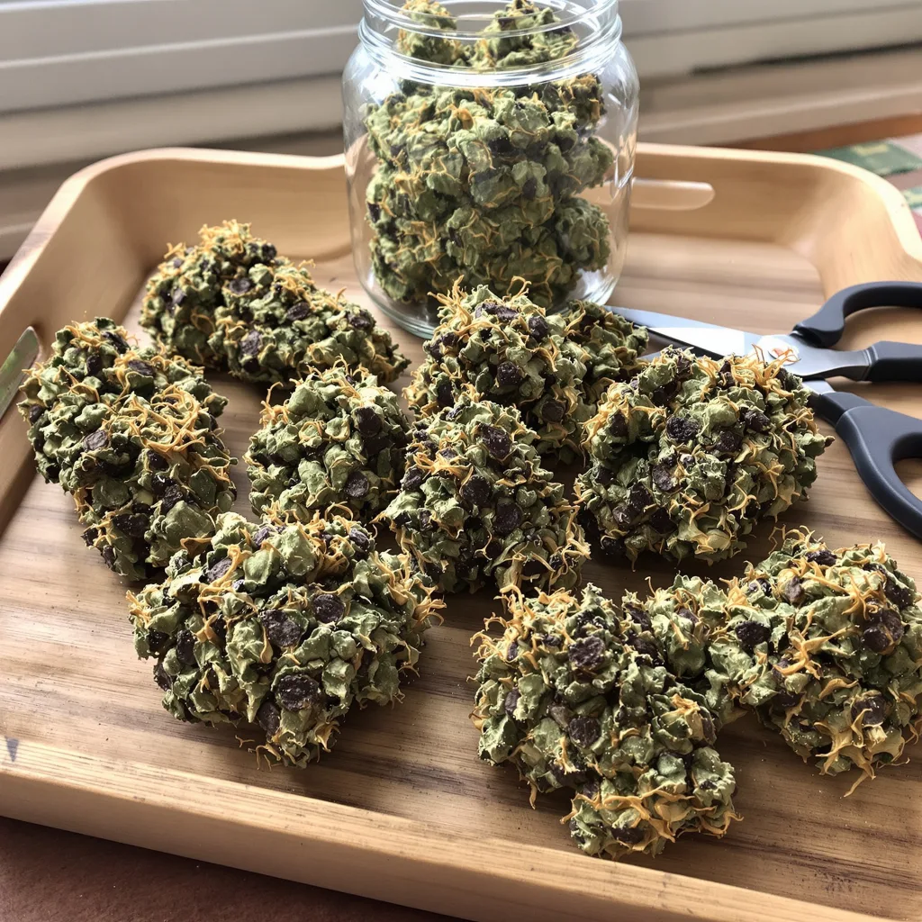 Ecto Cooler 77% indica / 23% sativa — fleur avec trichomes visibles