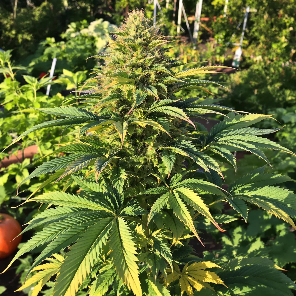 Ecto Cooler 77% indica / 23% sativa — fleur avec trichomes visibles
