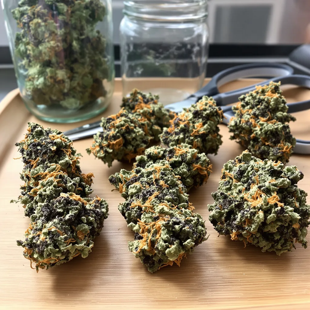 El Chapo OG 87% indica / 13% sativa — fleur avec trichomes visibles