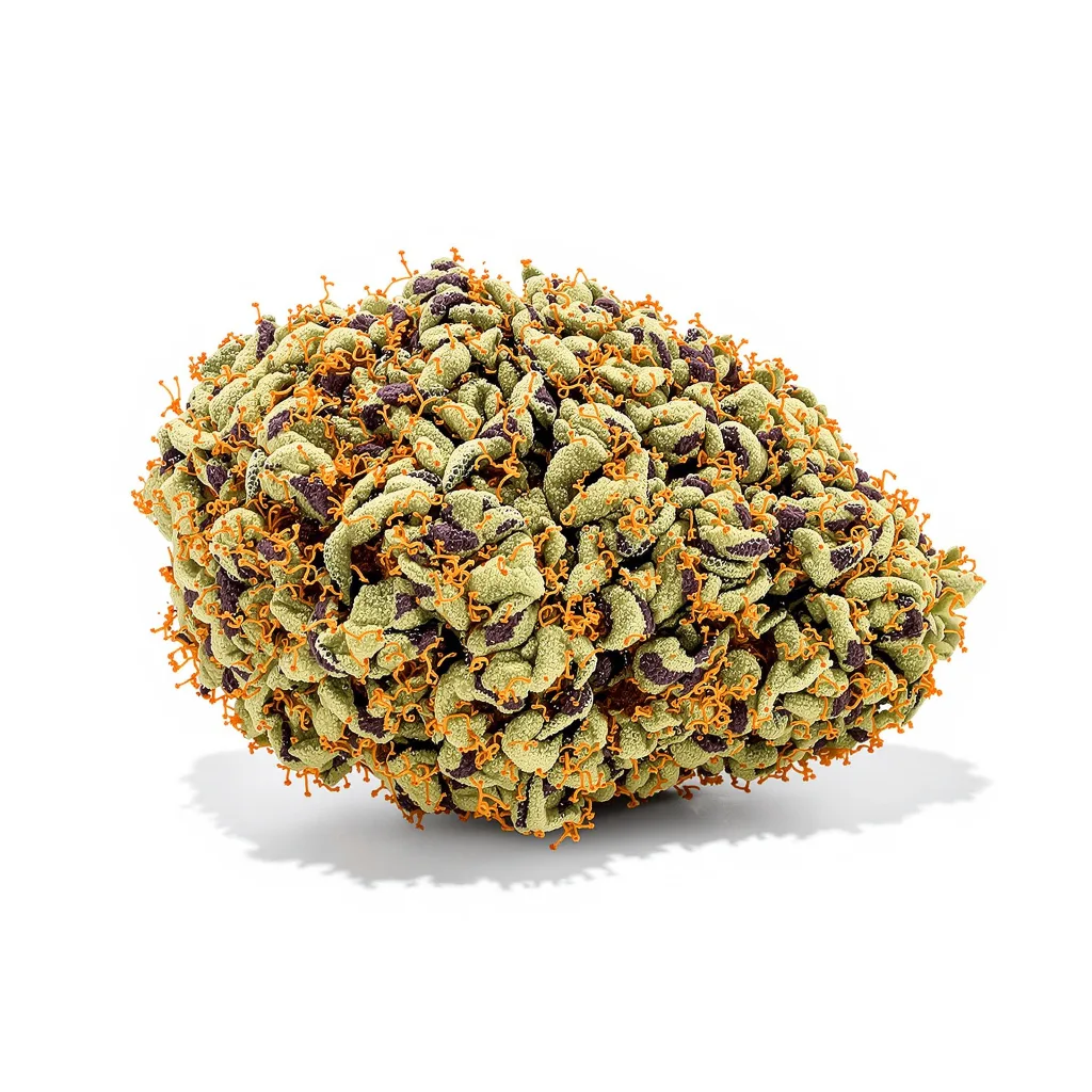 El Chapo OG 87% indica / 13% sativa — fleur avec trichomes visibles