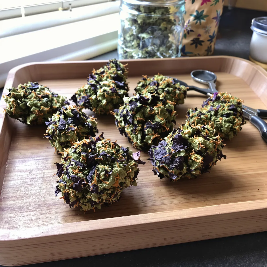 El Jefe 74% indica / 26% sativa — fleur avec trichomes visibles