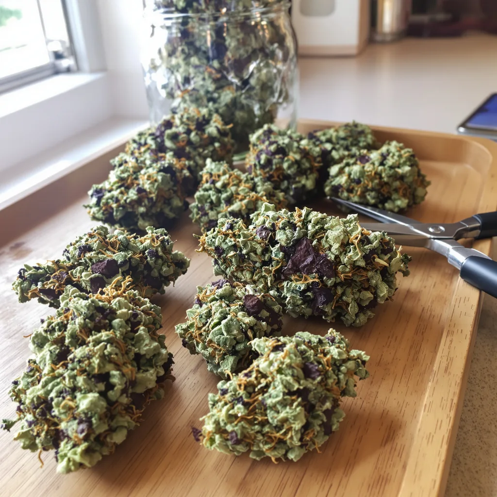 El Perro 69% indica / 31% sativa — fleur avec trichomes visibles