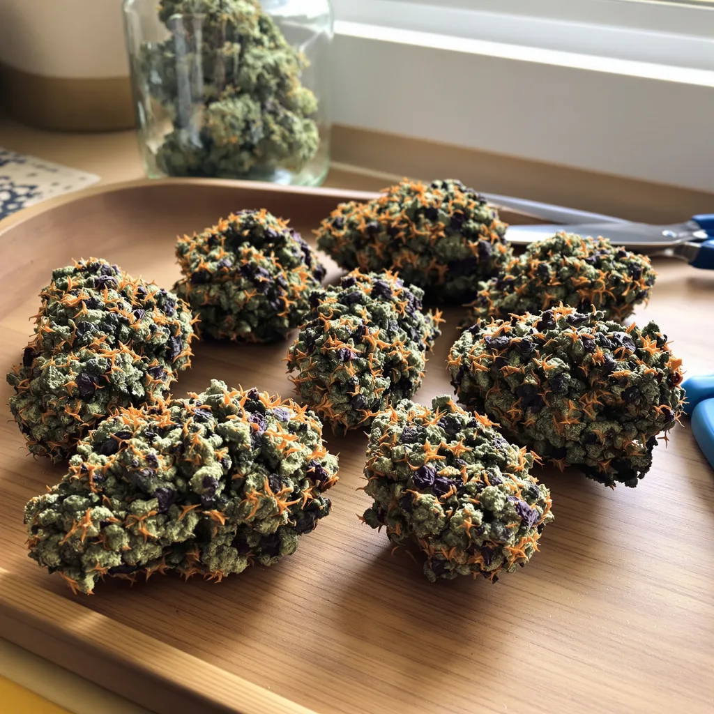 Enemy of the State 85% indica / 15% sativa — fleur avec trichomes visibles